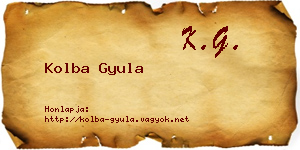 Kolba Gyula névjegykártya
